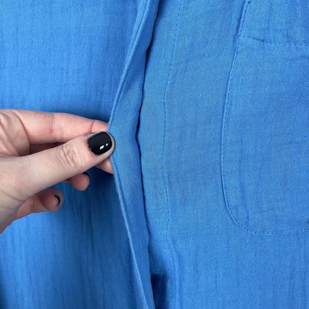 Lane Bryant Tunic Womens 18/20 Blue Button-Up Long Sleeve 100% Cotton Relaxed - Picture 3 of 10